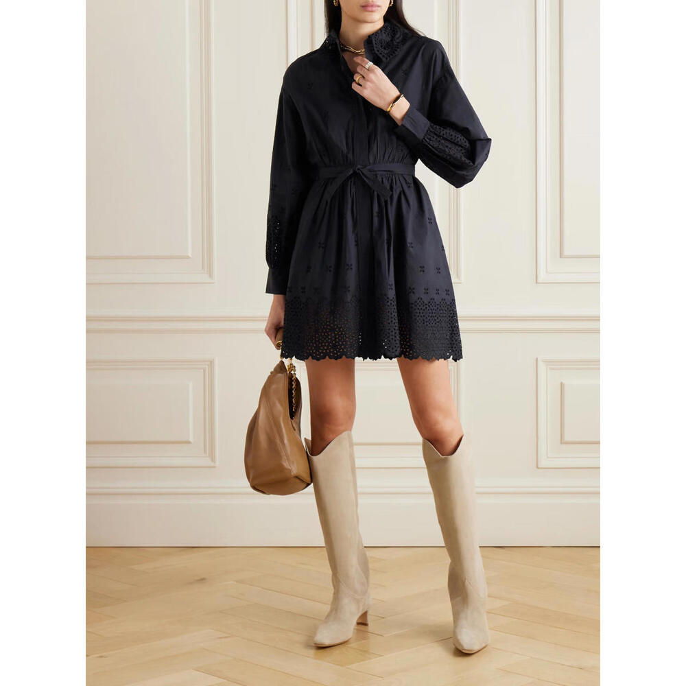 NEW, Ulla Johnson Gemma broderie anglaise cotton-poplin shirt dress Sz 4 #MD1248 - Picture 4 of 11